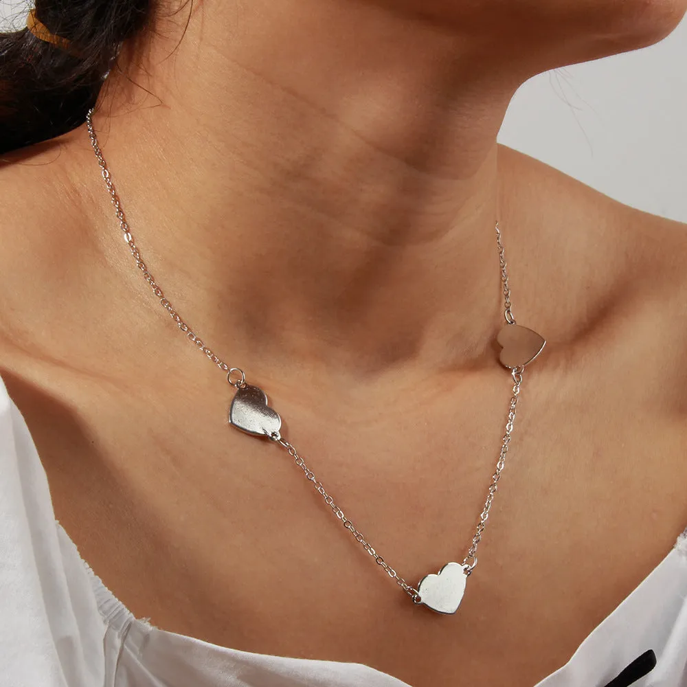 Fashion Personality Heart-Shaped Pendant Necklace Sexy Metal Necklace Women