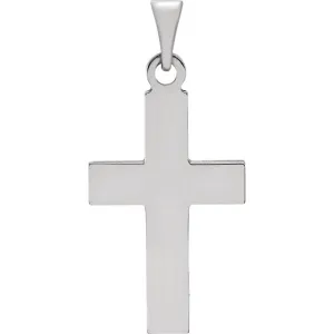 Fine Bold Christian Cross in Solid 14 Karat White Gold