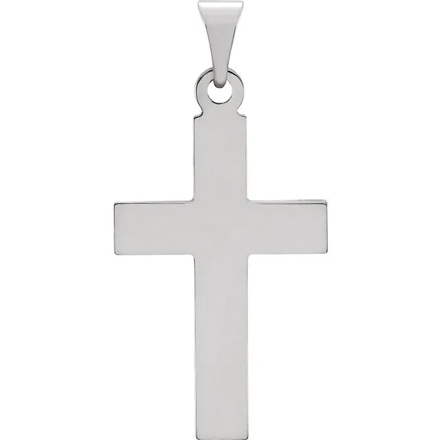 Fine Bold Christian Cross in Solid 14 Karat White Gold