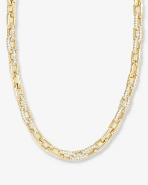 Frankie Pavé Chain Necklace 21" - Gold|White Diamondettes