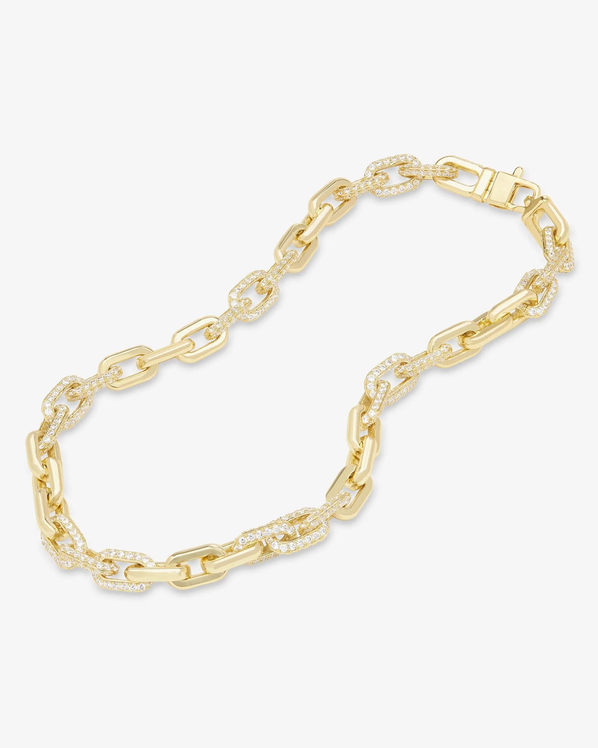 Frankie Pavé Chain Necklace 21" - Gold|White Diamondettes