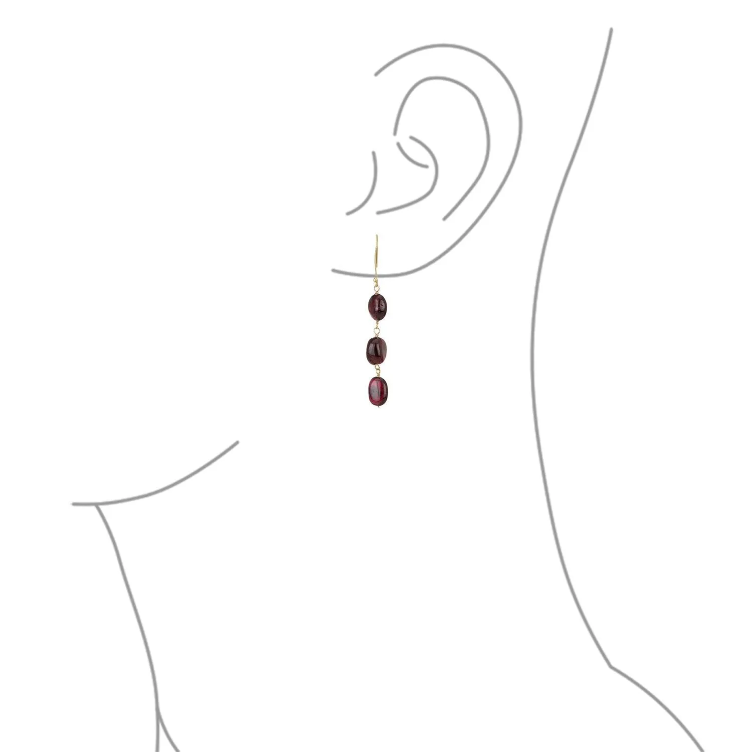 Genuine 14K Gold Dangle Gemstone Earrings with Garnet Tanzanite & Turquoise