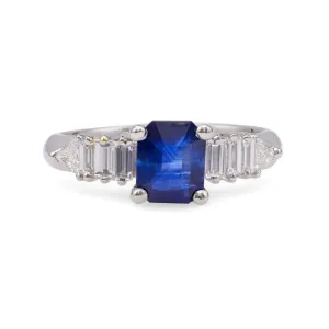 GIA 0.97 Carat Ceylon Sapphire Diamond Platinum Ring