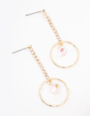 Gold Cupchain Circle Drop Earrings