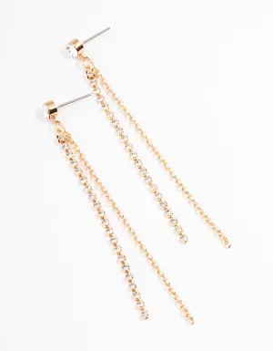 Gold Diamante Chain & Cupchain Drop Earrings