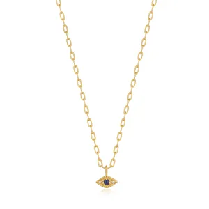 Gold Lapis Evil Eye Necklace