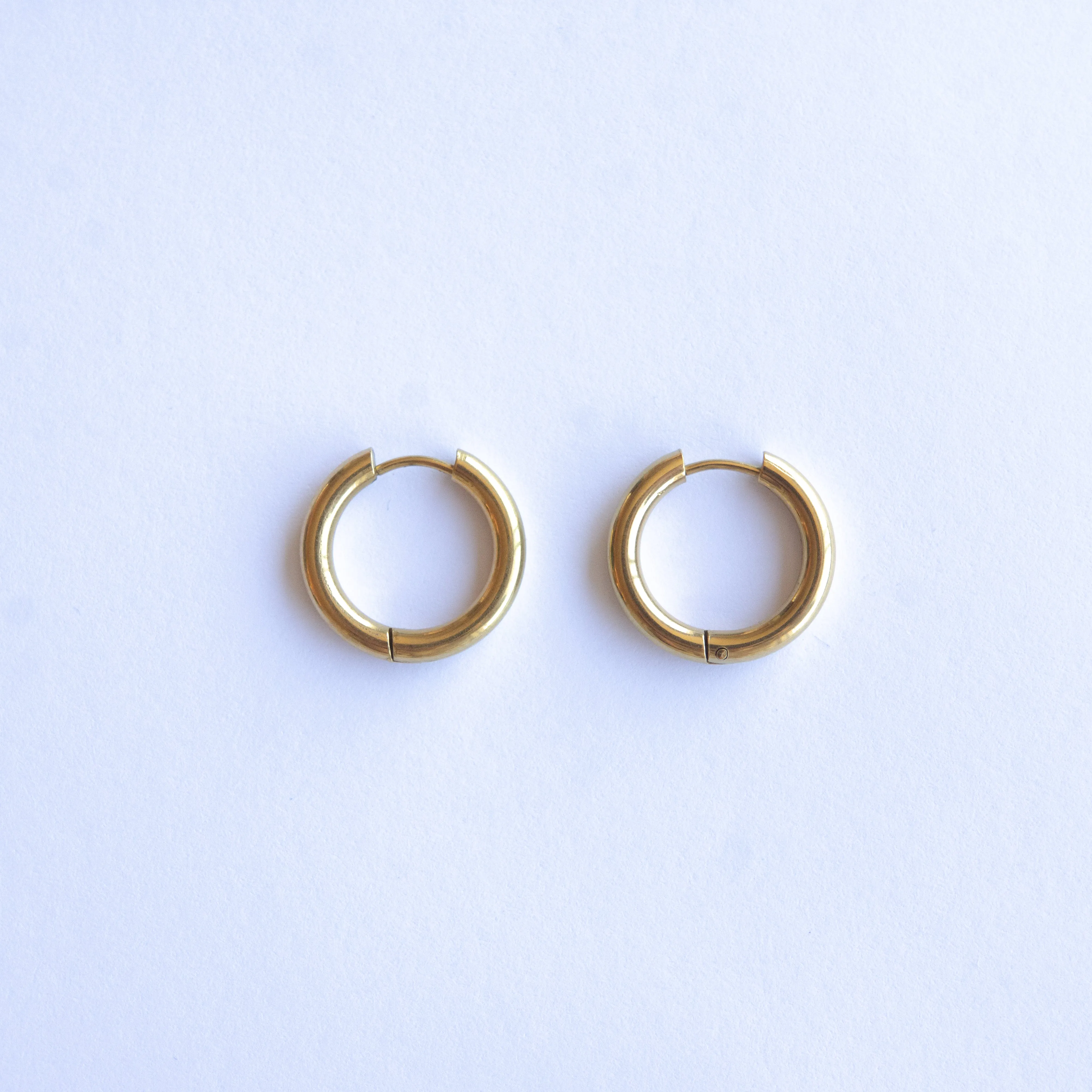 Gold Plated Classic Hoops Huggie Earrings (Thick)