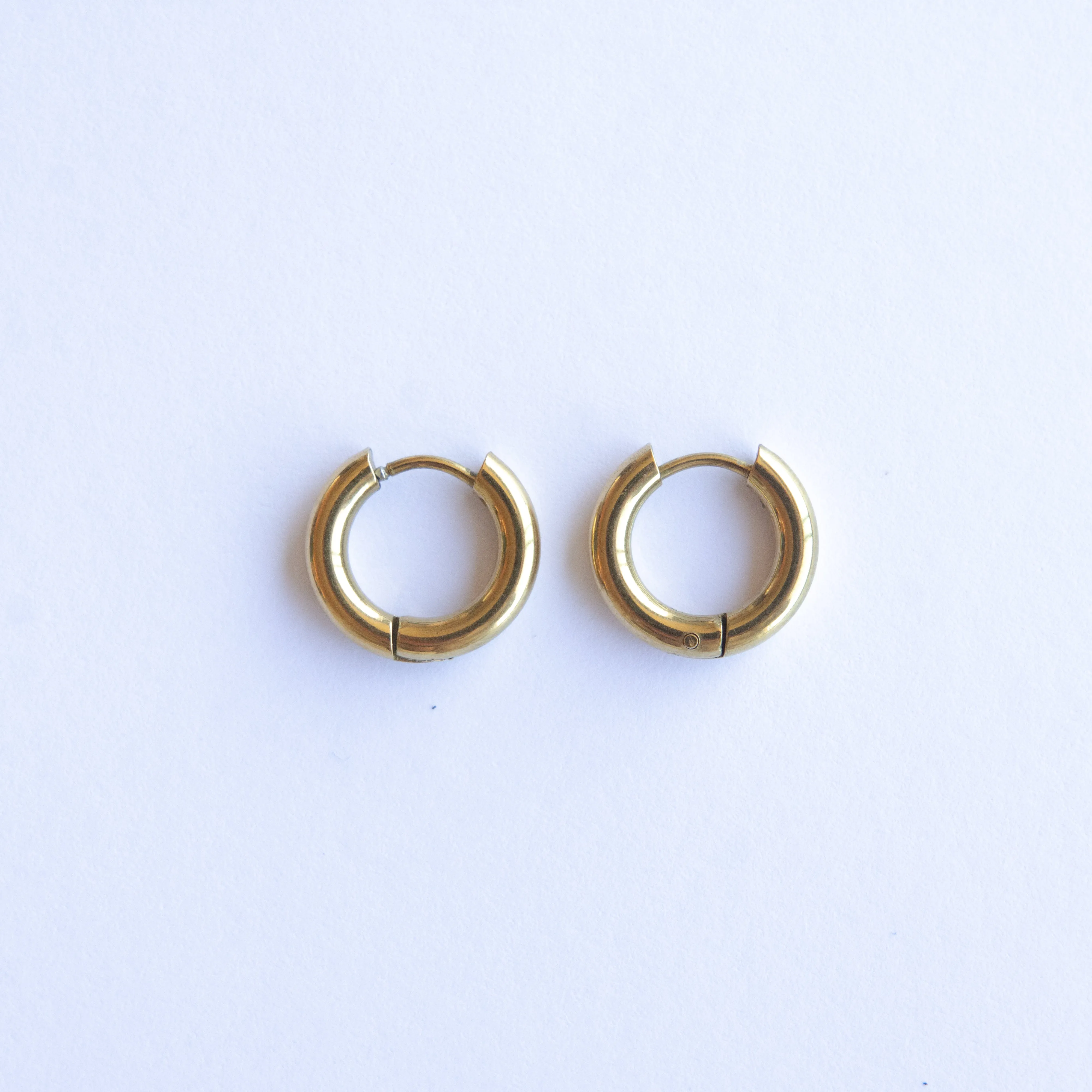 Gold Plated Classic Hoops Huggie Earrings (Thick)