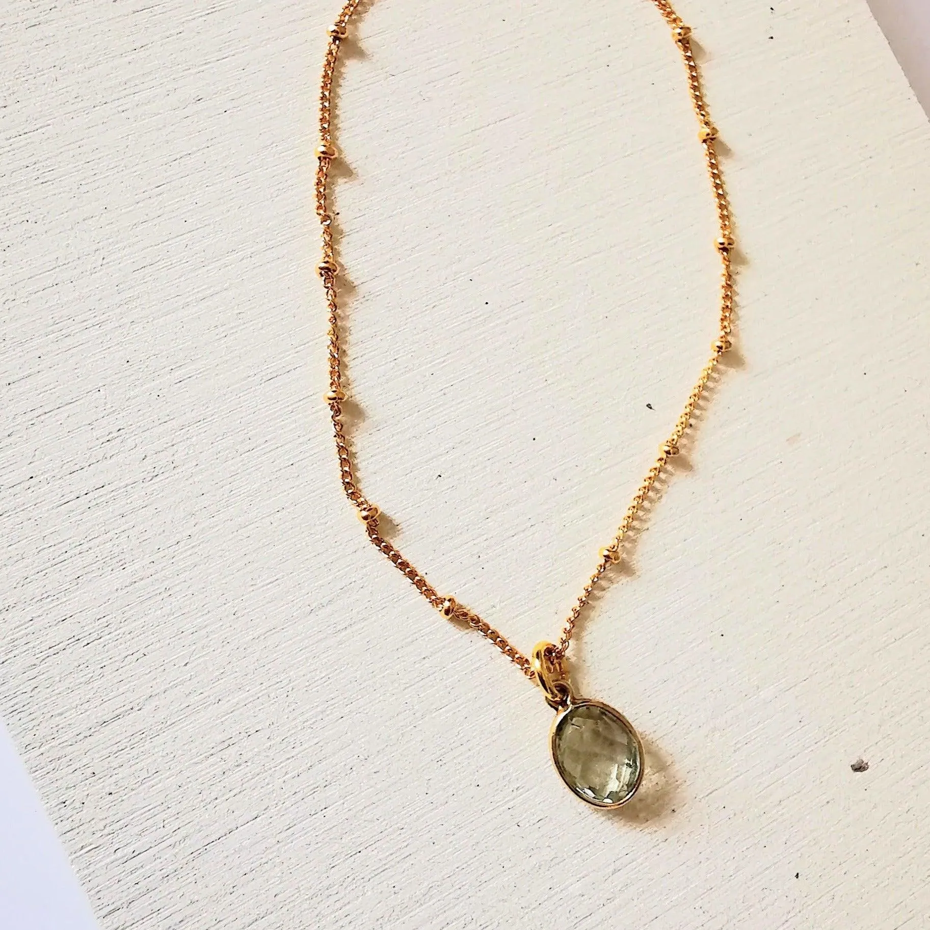 Gold Satellite Green Amethyst Pendant Bracelet