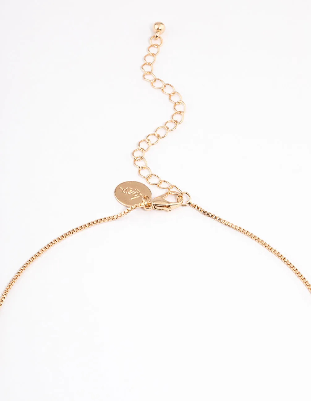 Gold Single Cubic Zirconia Box Chain Necklace