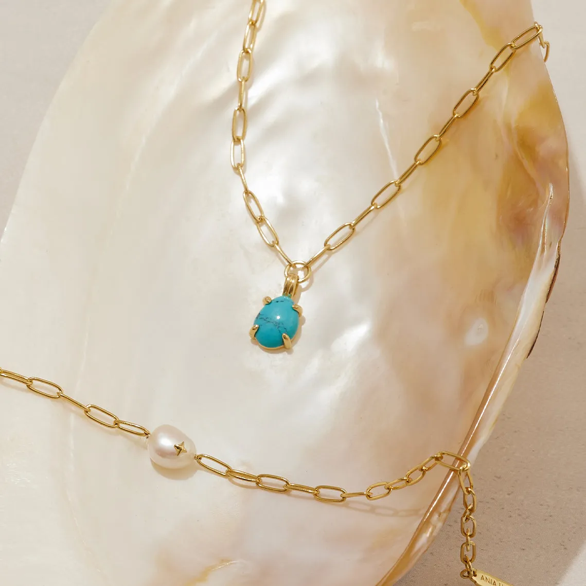 Gold Turquoise Chunky Chain Drop Pendant Necklace