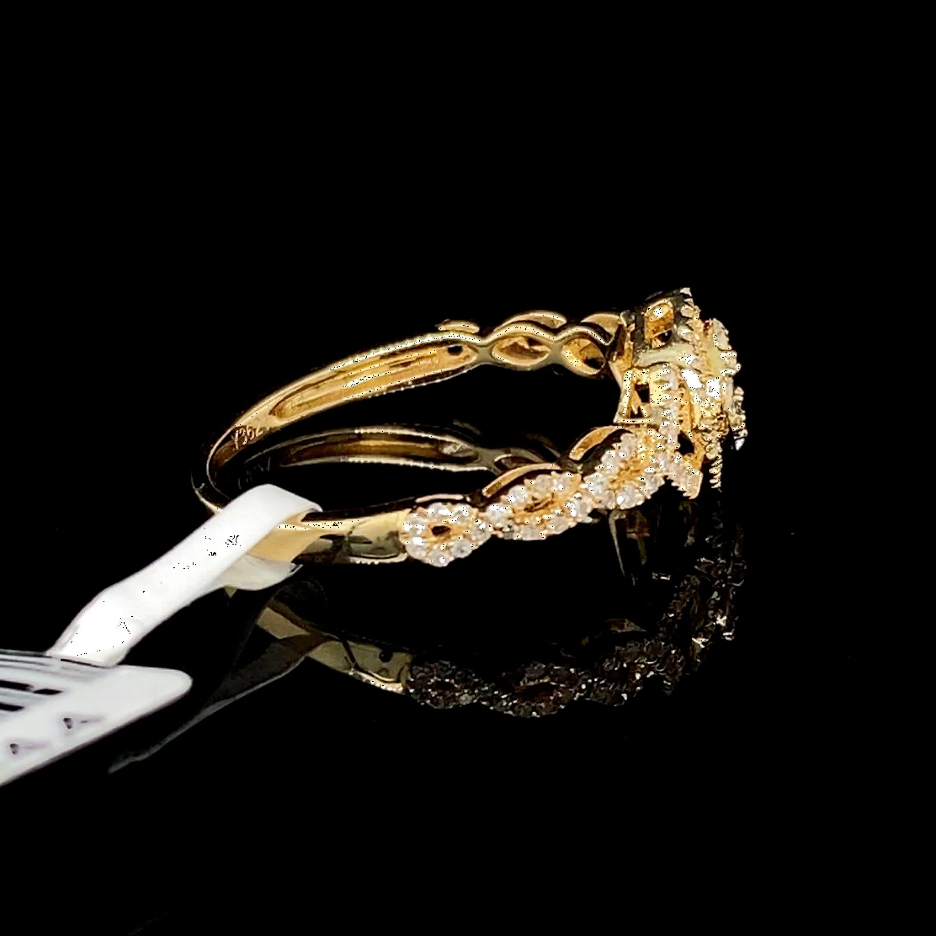 Golden Infinity Shank Square Diamond Ring 14kt