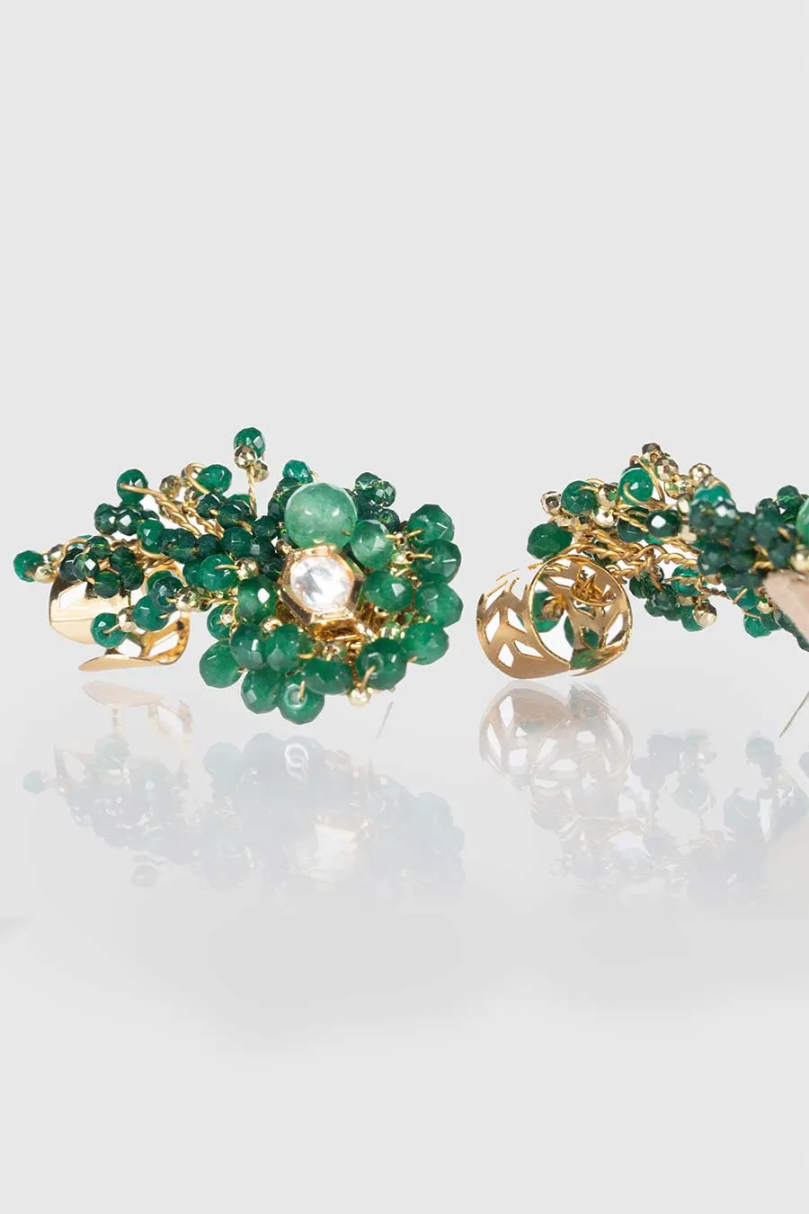 Green Charming Aquilegia Stud Earrings