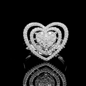 Heart Double Halo Diamond Ring 14kt