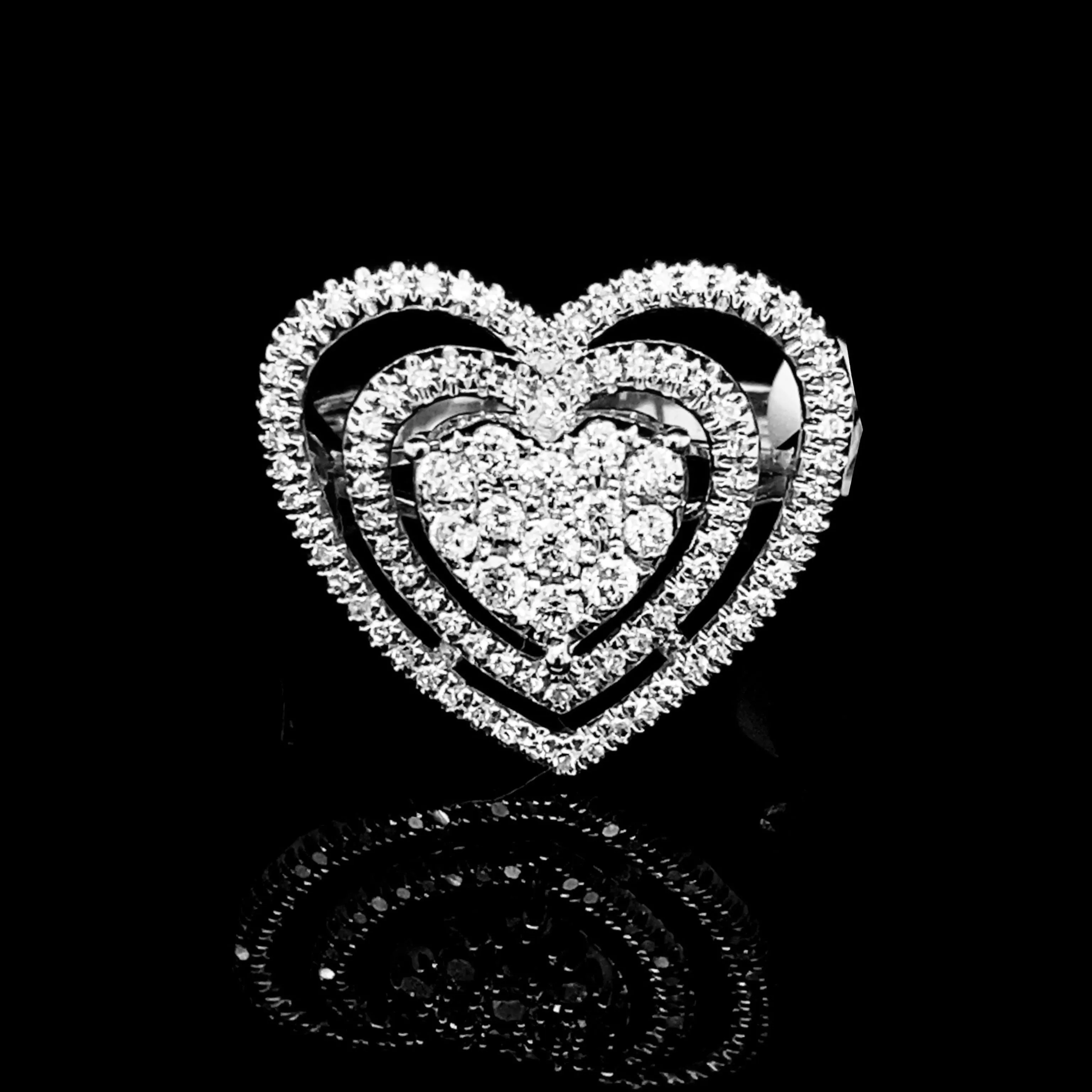 Heart Double Halo Diamond Ring 14kt