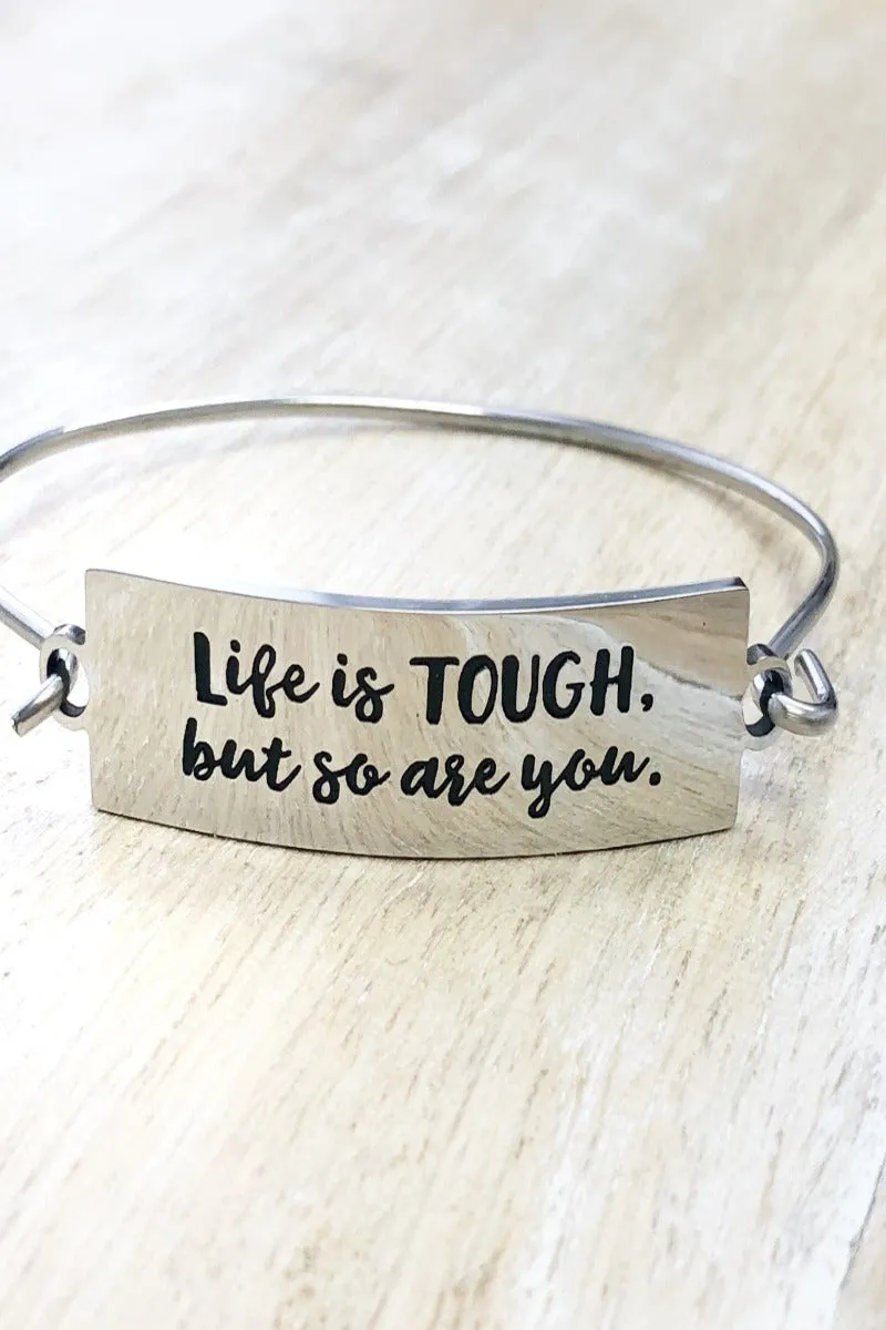 Inspirational Stamped Steel Hinged Bangle Bracelets - Final Sale