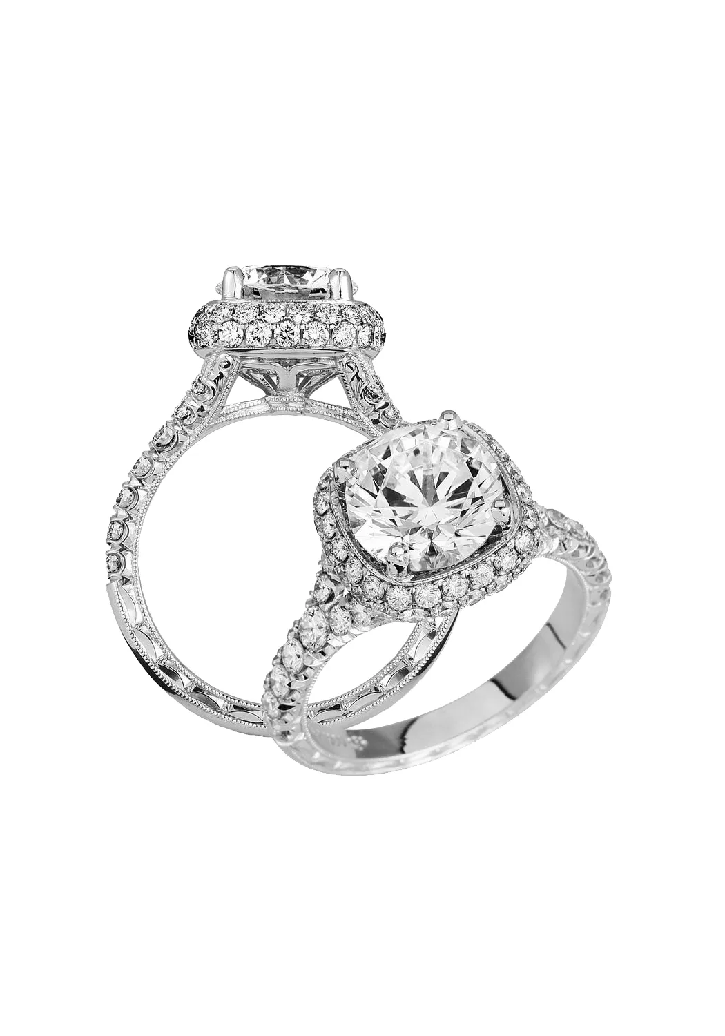 Jack Kelége Platinum Halo Semi-Mount Diamond Ring