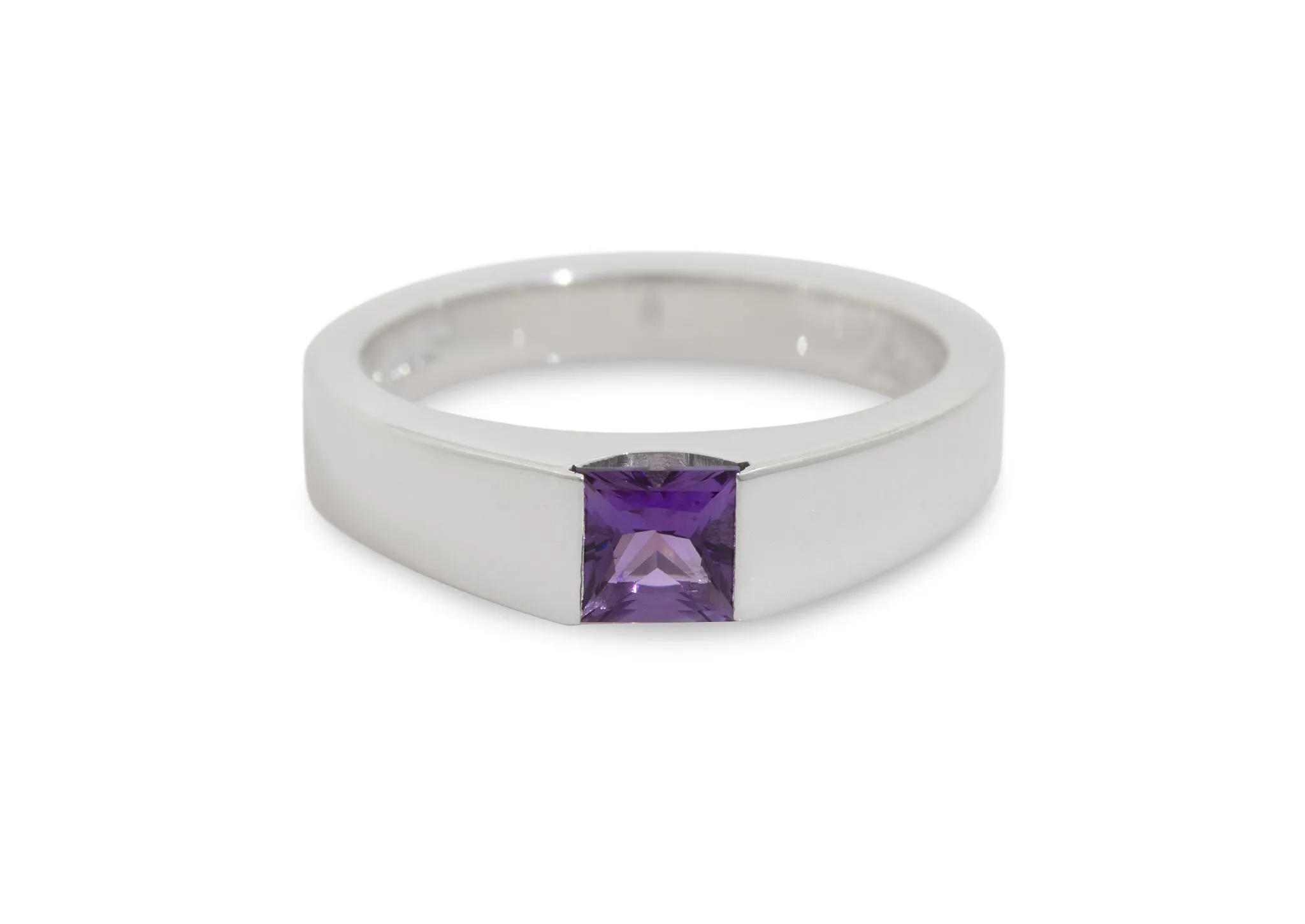 JW85 Semi Tension Set Gemstone Ring, Sterling Silver