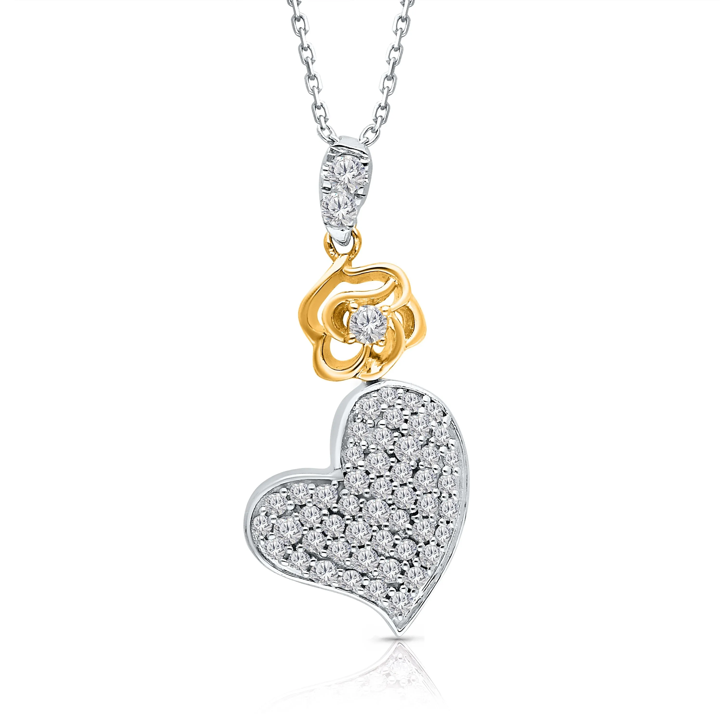 Kallati Eternal Two-Tone Gold Heart Diamond Pendant