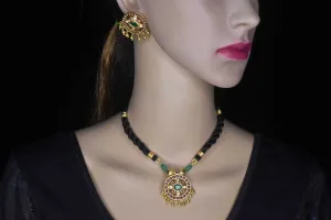 Kempu Black Dori Necklace By Asp Fashion Jewellery