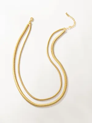 Layered Flat Snake Chain Necklace