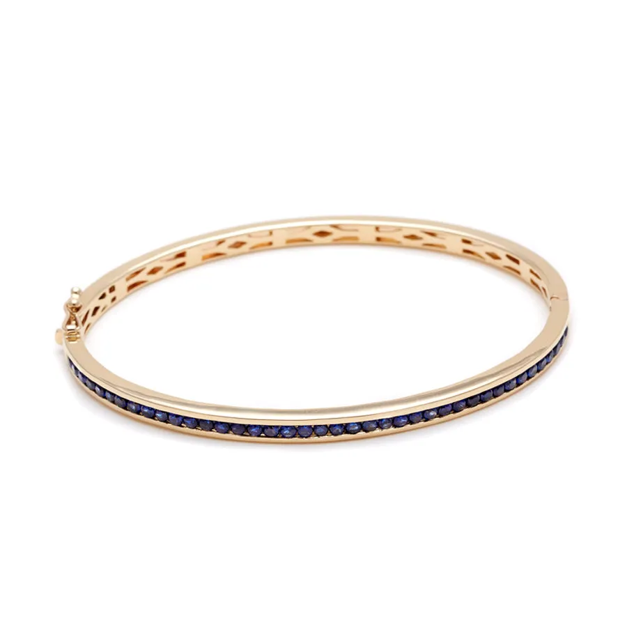 Licol Half Eternity Bangle - 14k Gold & Blue Sapphire