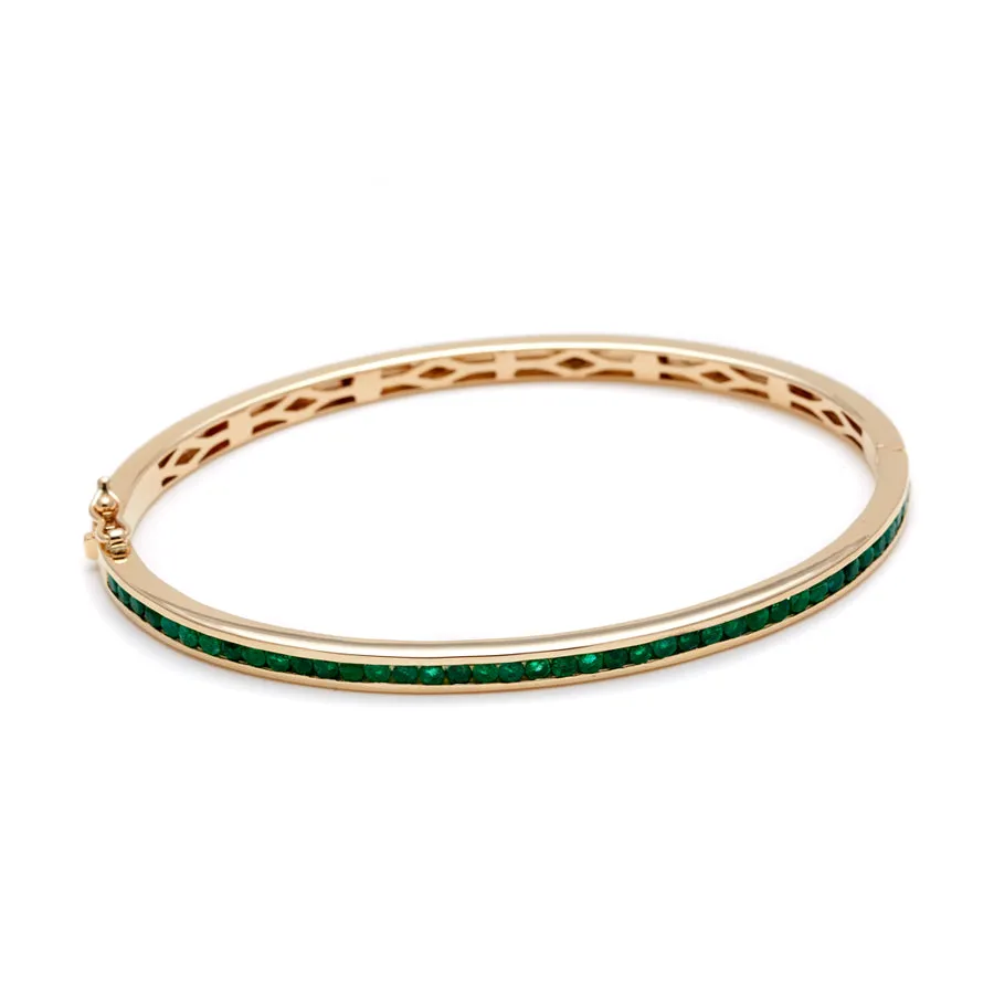 Licol Half Eternity Bangle - Yellow Gold & Emerald