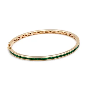 Licol Half Eternity Bangle - Yellow Gold & Emerald