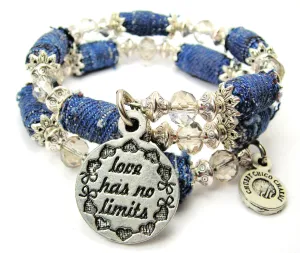 Love Has No Limits Blue Jean Beaded Wrap Bracelet