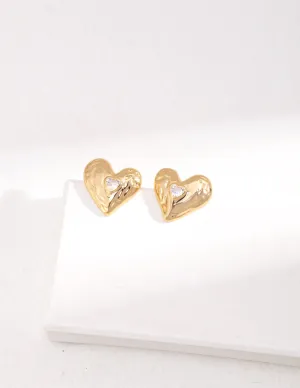 Love Heart Zircon Stud Earrings