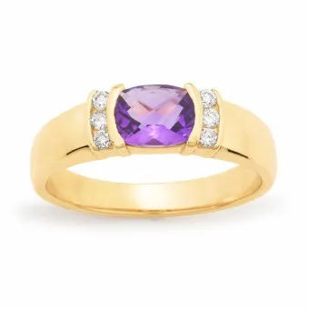 Mark McAskill Cushion Cut Amethyst & Diamond Dress Ring