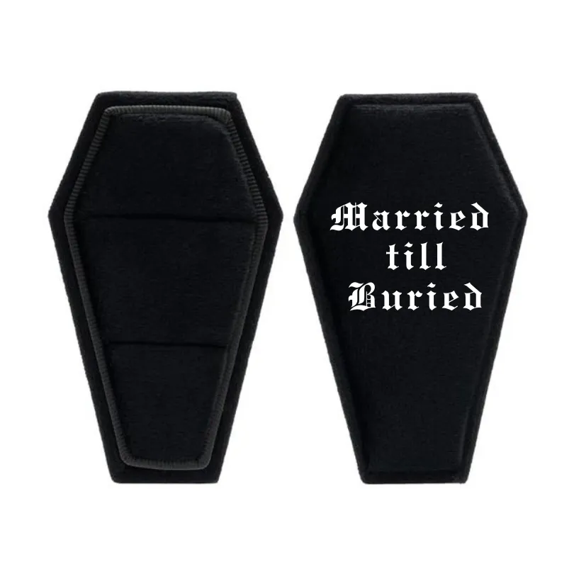 Married Till Buried Personalized Coffin Ring Box