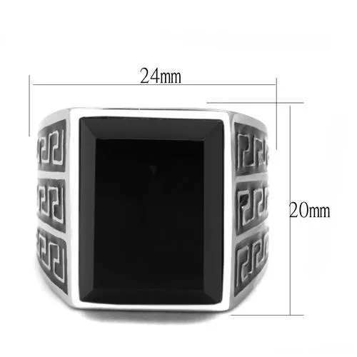 Men Stainless Steel Synthetic Onyx Rings TK3076