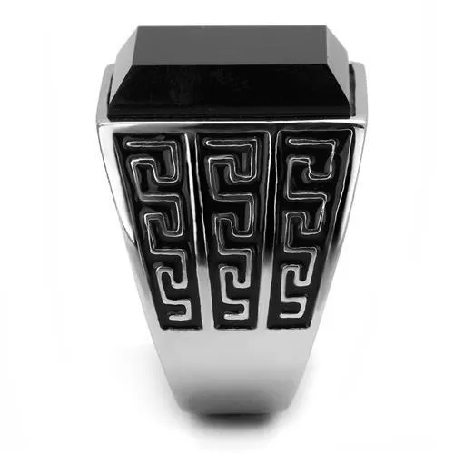 Men Stainless Steel Synthetic Onyx Rings TK3076