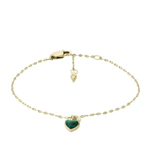 Modern Meadows Reconstituted Green Malachite Heart Chain Bracelet