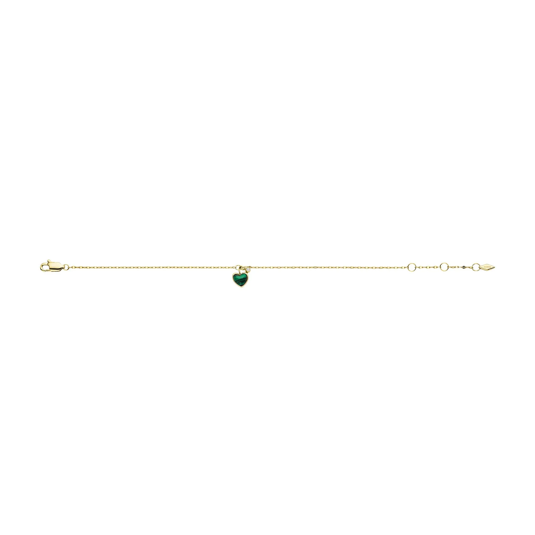 Modern Meadows Reconstituted Green Malachite Heart Chain Bracelet