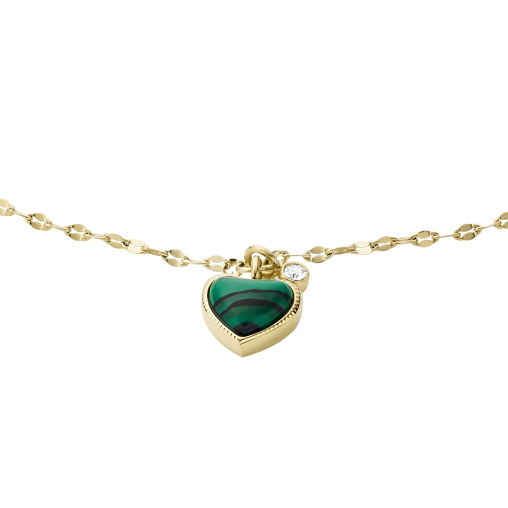 Modern Meadows Reconstituted Green Malachite Heart Chain Bracelet