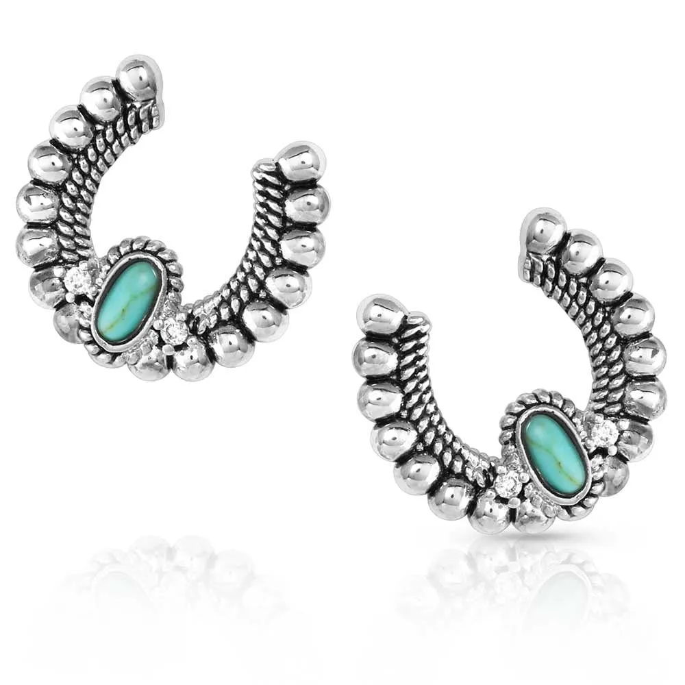 Montana Silversmiths Western Lifestyle Horseshoe Earrings (Lucky Roads Turquoise)