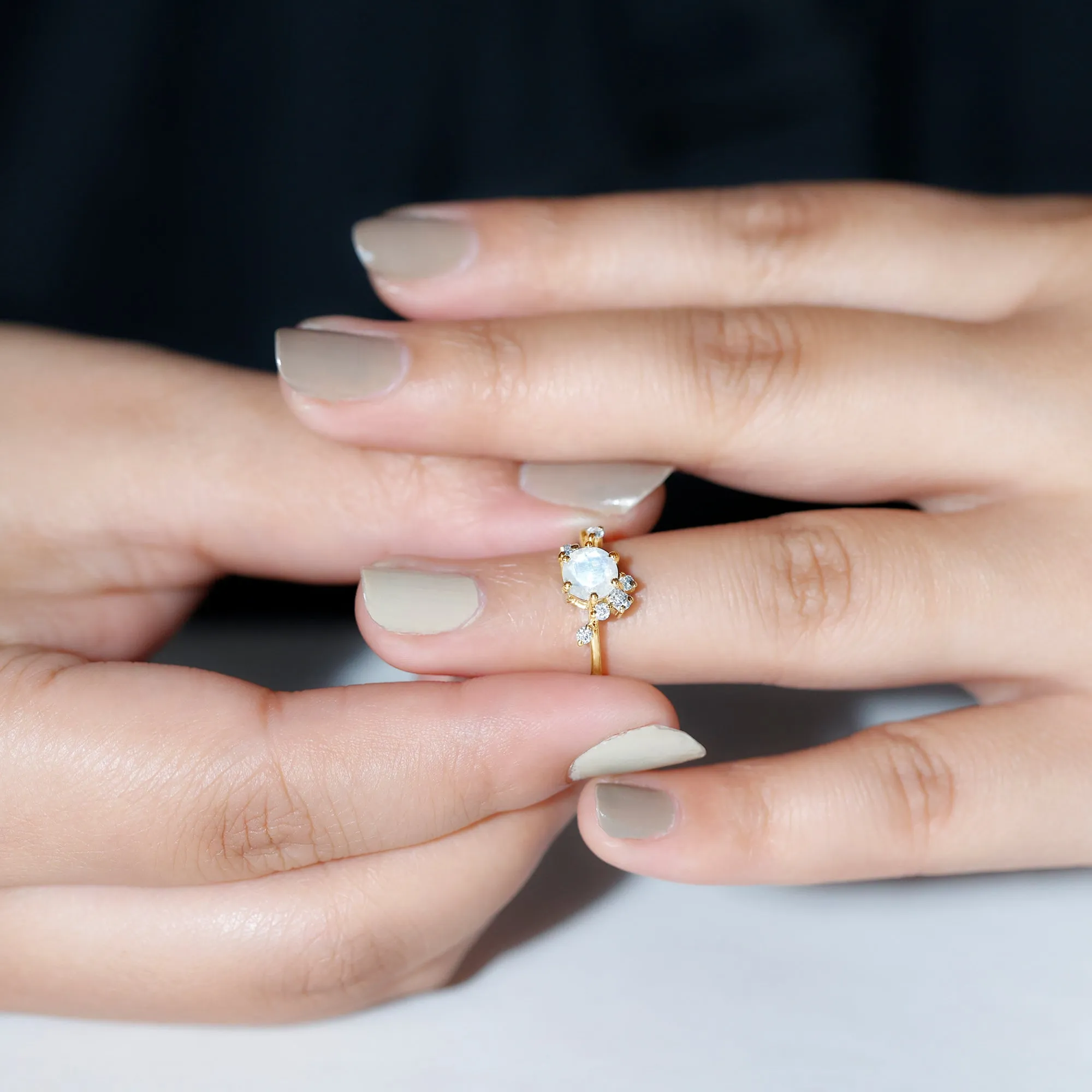 Moonstone and Diamond Scatter Promise Ring