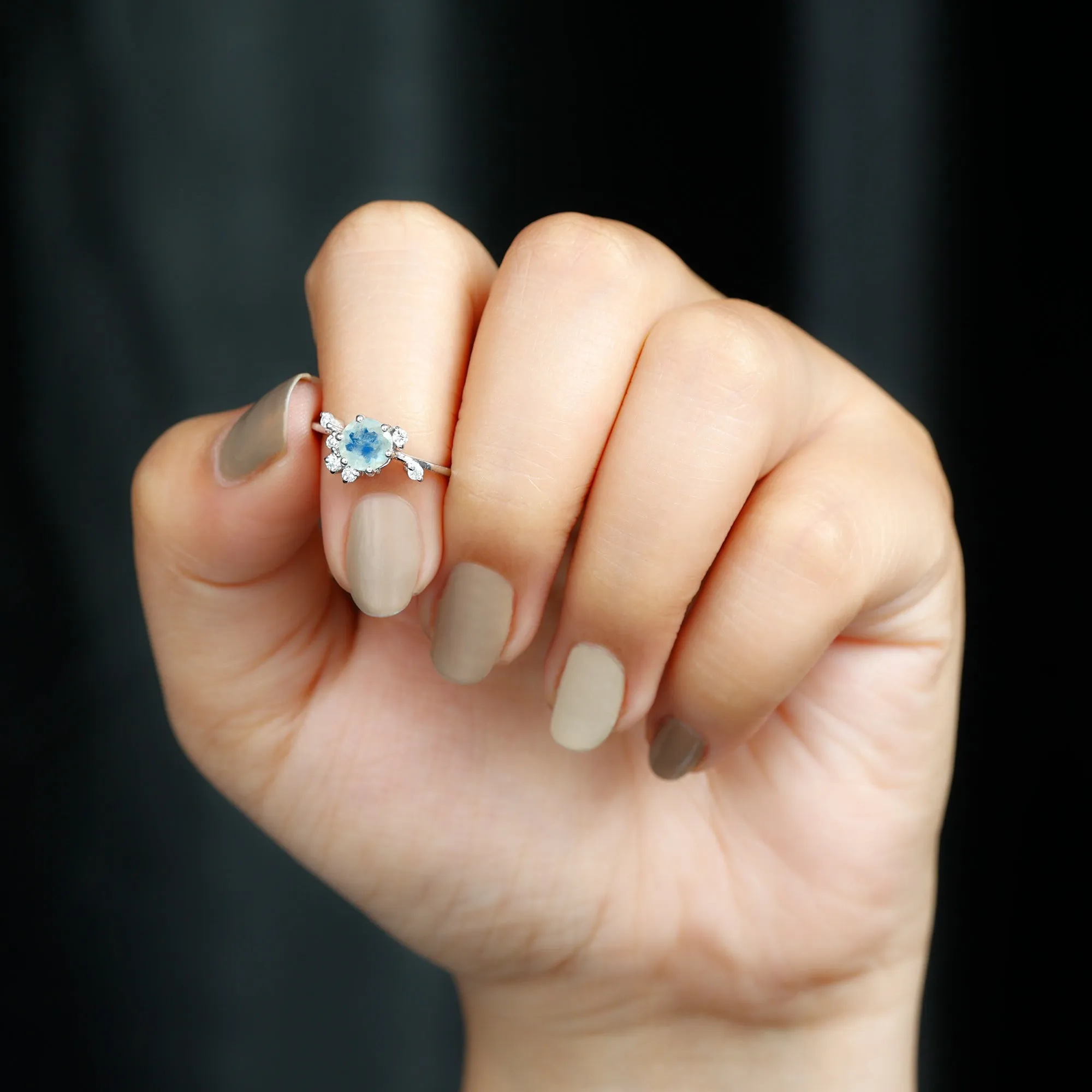 Moonstone and Diamond Scatter Promise Ring