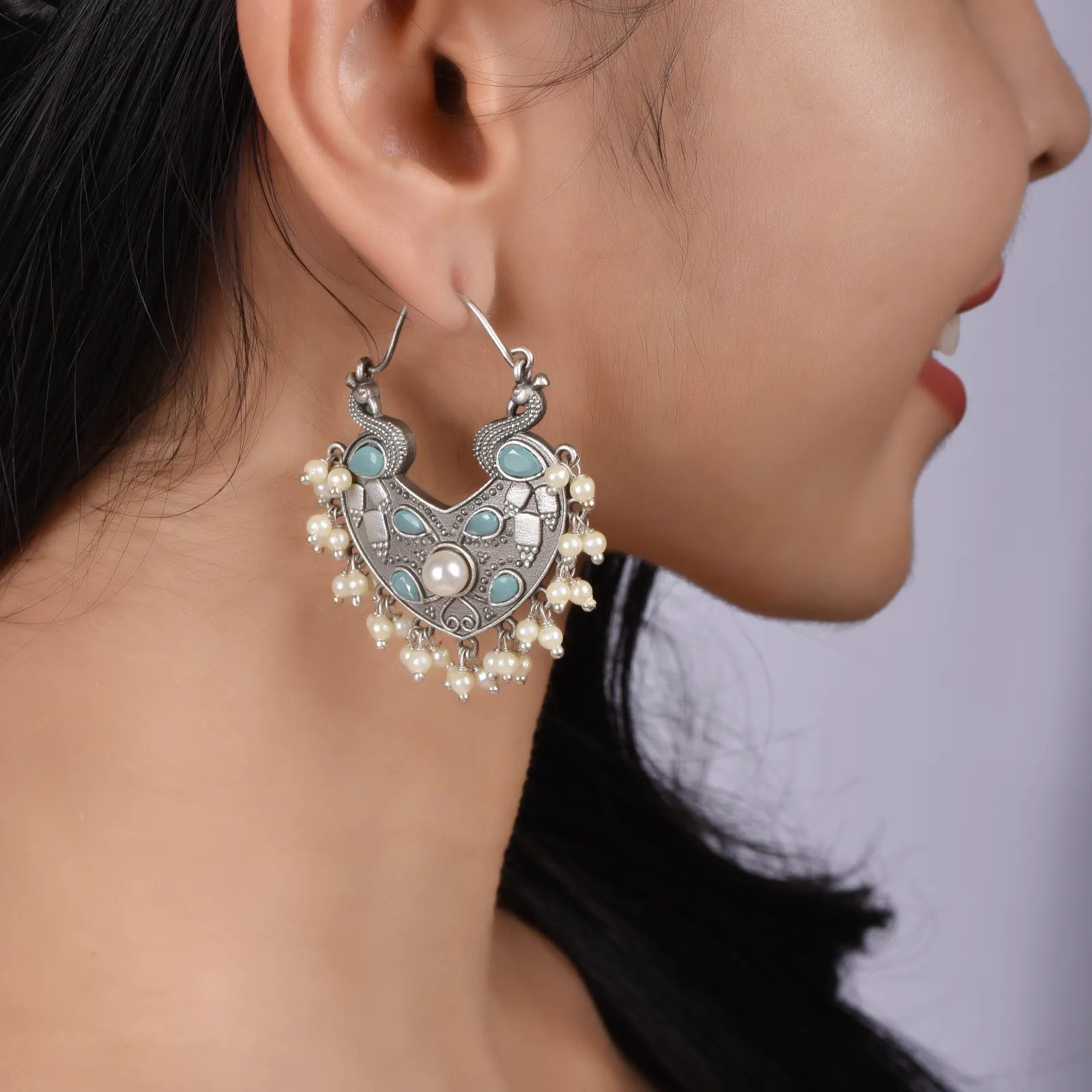 Mridul Peacock Dangler Earrings