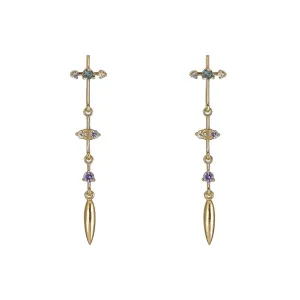 Multicolor Sapphire Pendulum Earrings