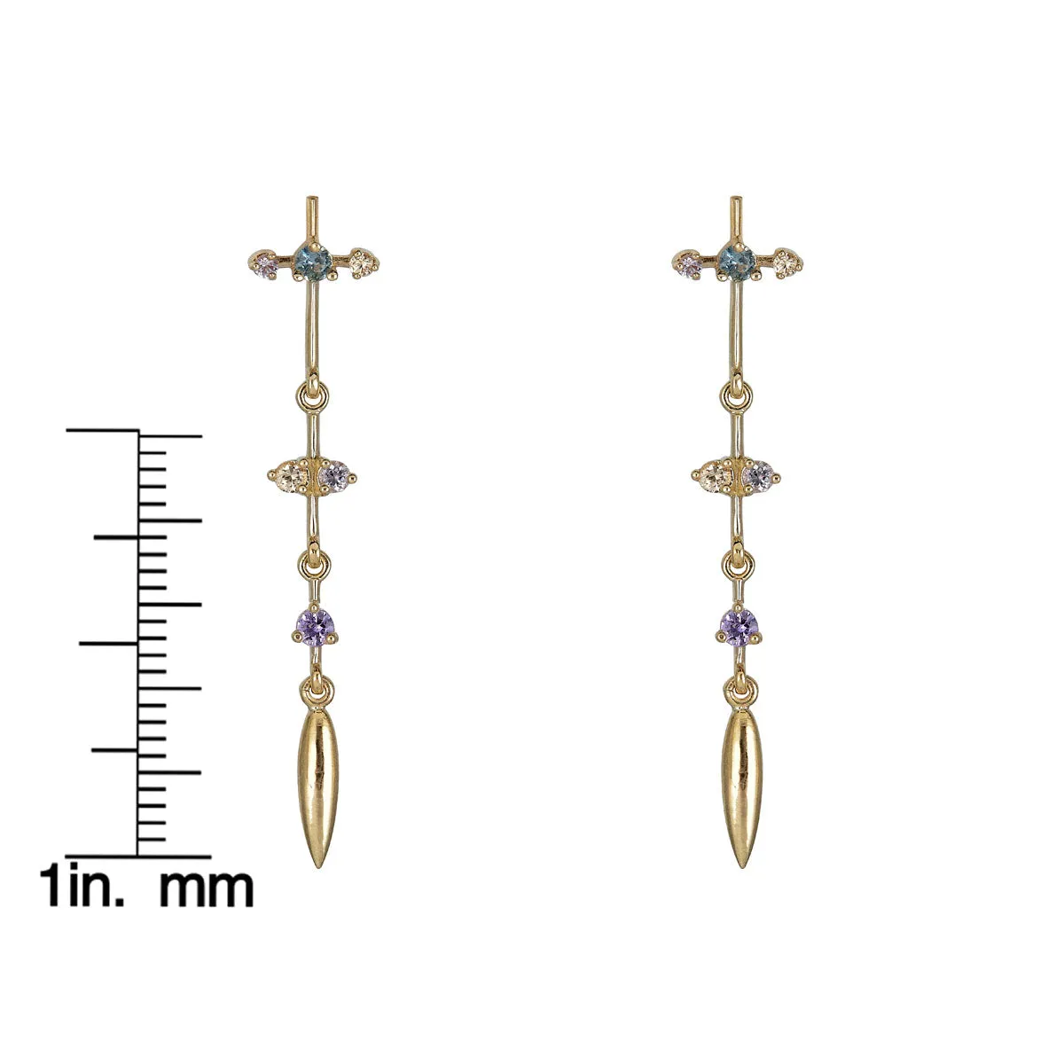 Multicolor Sapphire Pendulum Earrings