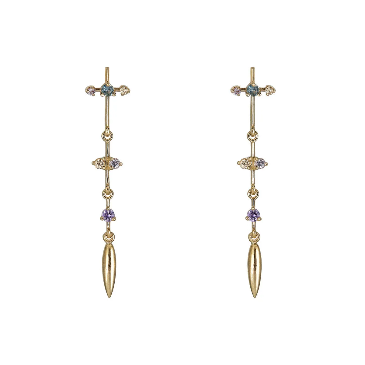 Multicolor Sapphire Pendulum Earrings