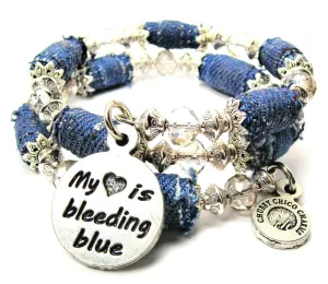 My Heart Is Bleeding Blue, Blue Jean Beaded Wrap Bracelet