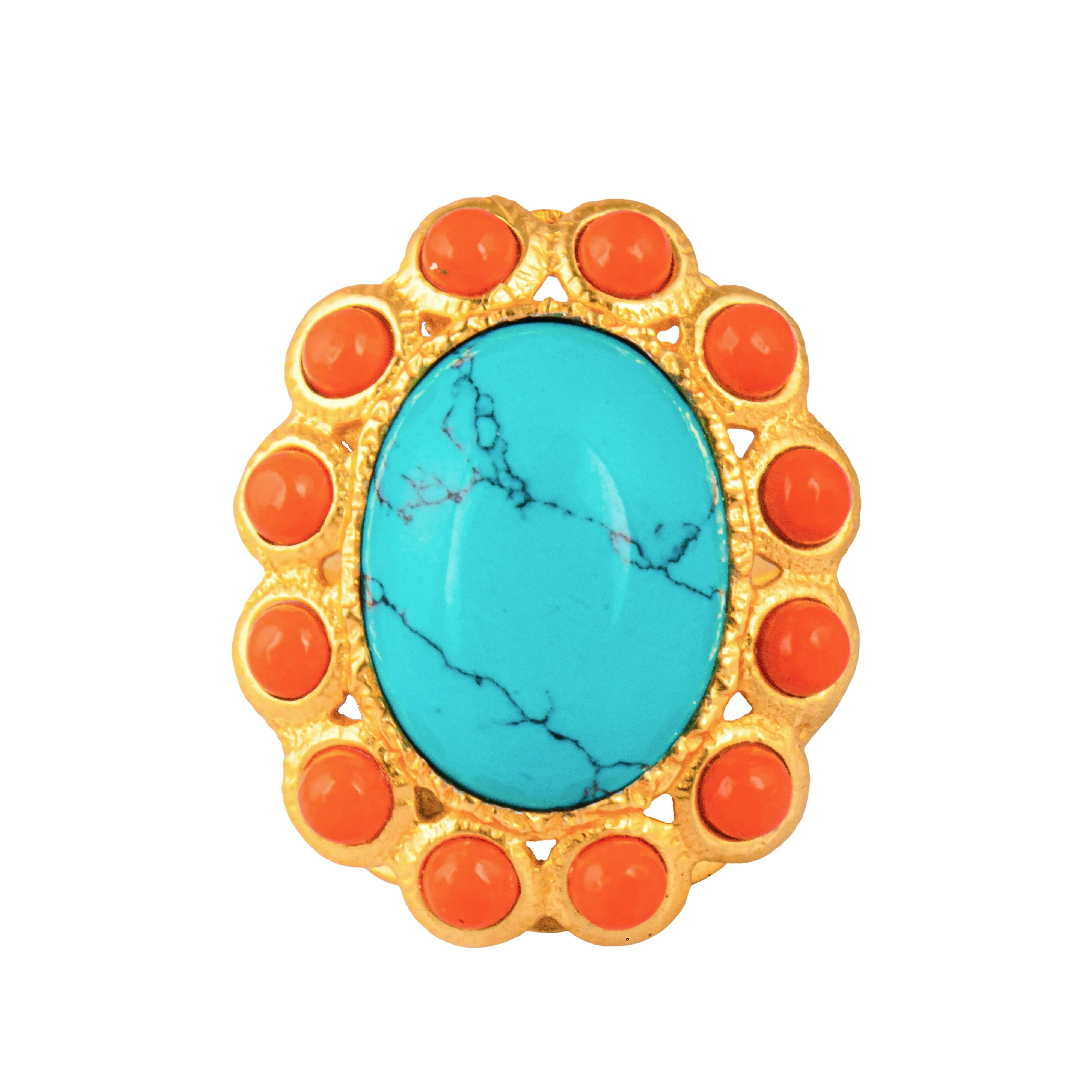 Oceana Ring Turquoise/Orange Coral