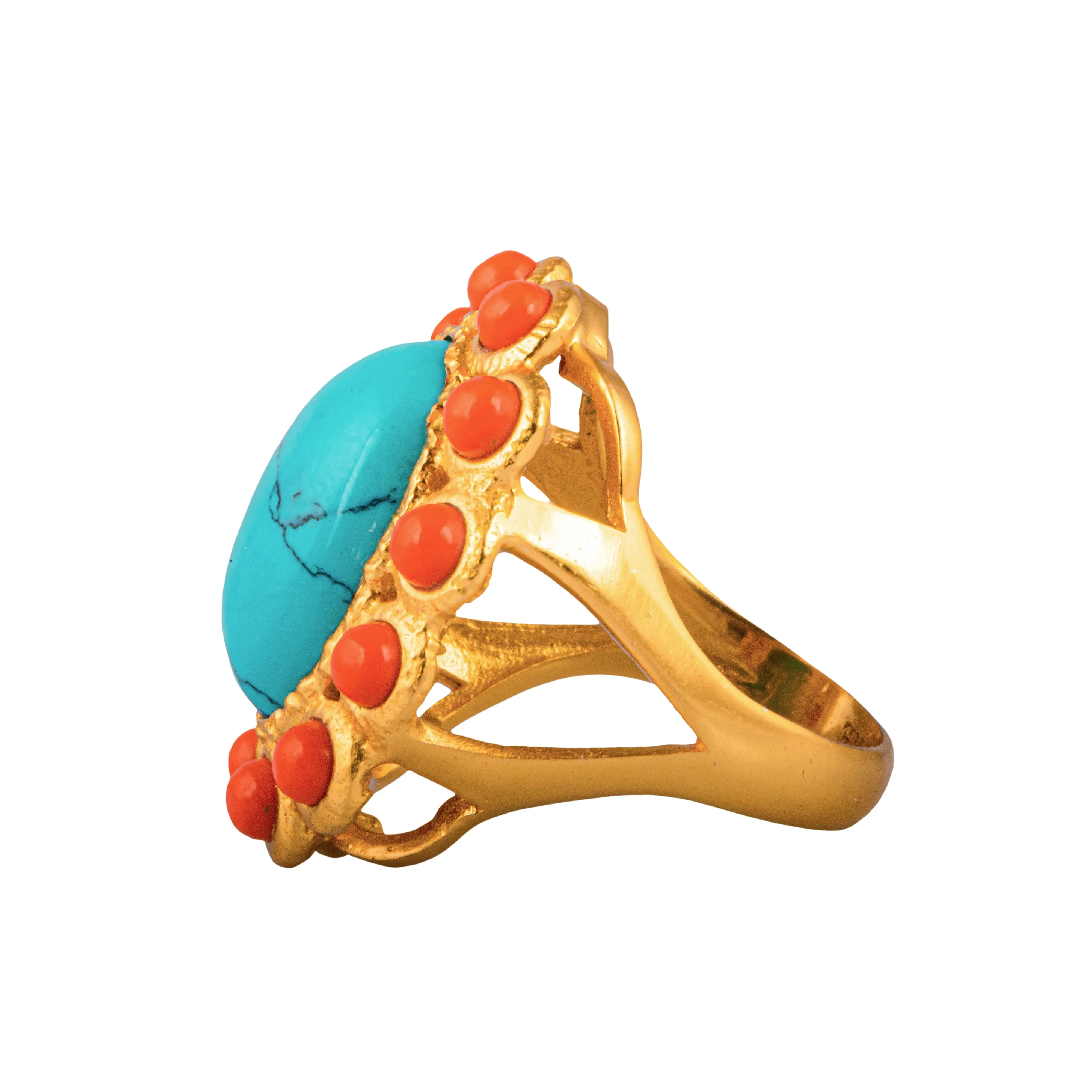 Oceana Ring Turquoise/Orange Coral