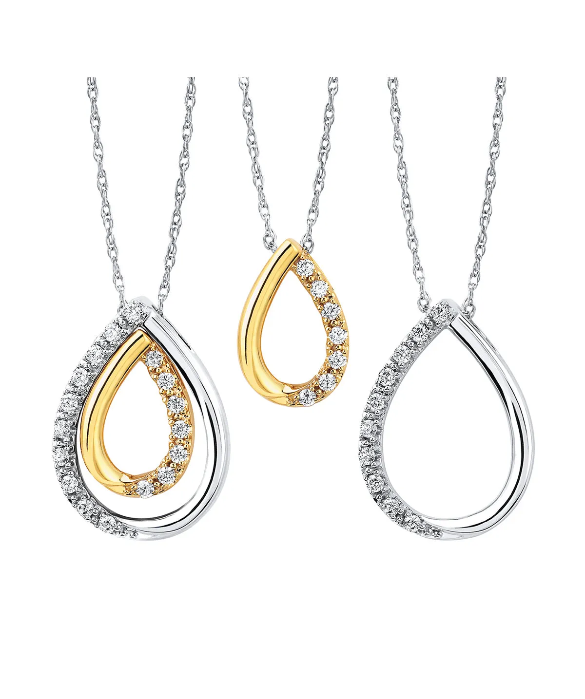 Ostbye - 10K Yellow and White Gold Teardrop Fashion Pendant