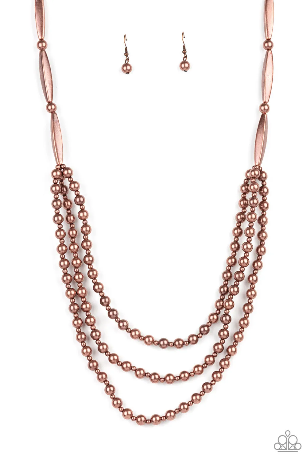 PAPARAZZI Beaded Beacon - Copper Necklace