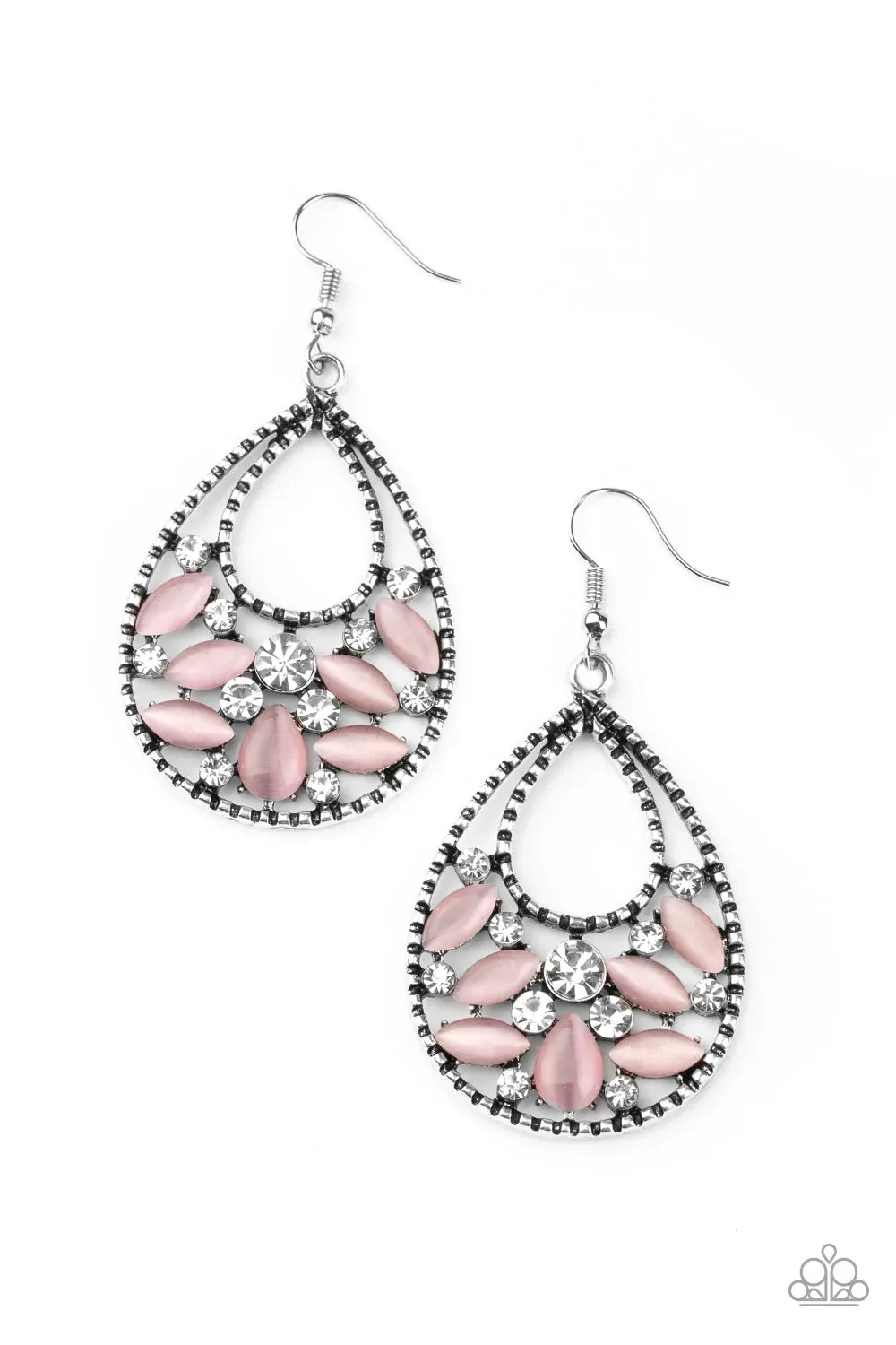 Paparazzi Earring ~ Dewy Dazzle - Pink